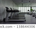 Many treadmills in row the background of interior of sports gym. AI Generative 138644306
