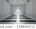 Fitness gym interior, yoga mats and gym equipment lying on floor. AI Generative 138644312