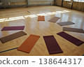 Fitness gym interior, yoga mats and gym equipment lying on floor. AI Generative 138644317