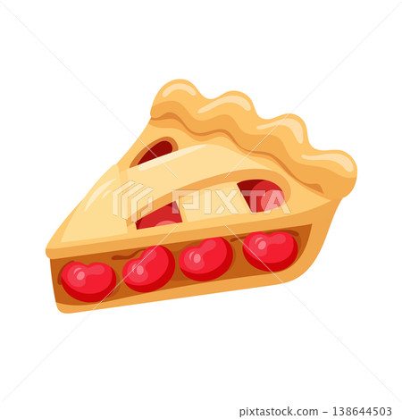 Cherry pie. Flat vector clipart, illustration with isolated background. 138644503