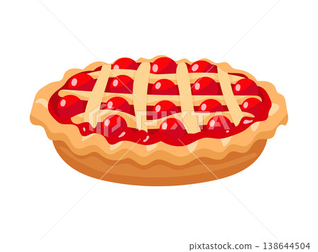 Cherry pie. Flat vector clipart, illustration with isolated background. Cherry pie. Flat vector clipart, illustration with isolated background. 138644504