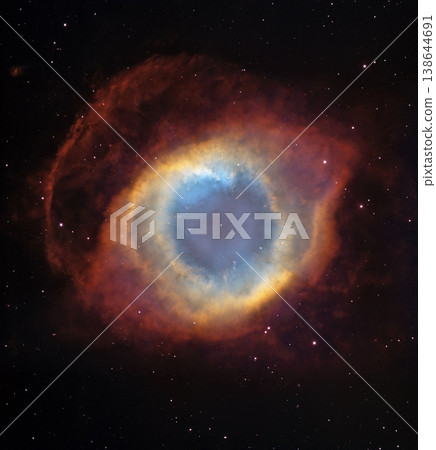 Cosmos, space and nebula dust cloud in universe on black background with light, color and glow in solar system. Galaxy, infinity and planets in milky way with shine, dark sky and stars in aerospace. 138644691