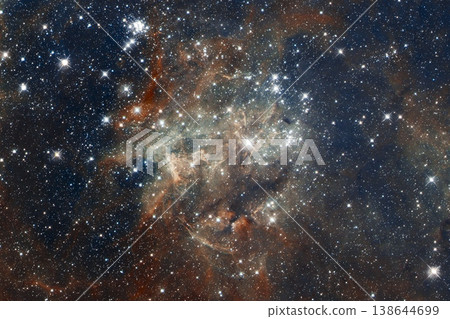 Milky way, cosmos and stars in universe on wallpaper with light, pattern and color glow solar system. Galaxy, infinity and planets in space with nebula shine, dark sky and dust cloud in aerospace. 138644699