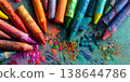 Vibrant Crayon Art Colorful Wax Crayons  Creative Texture 138644786