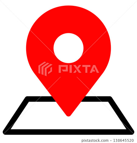 A simple icon with a map and a red pin. A simple icon with a map and a red pin. 138645520