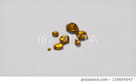 金條散落在白色背景上，貴金屬和黃金的圖像，3D渲染。 138645647