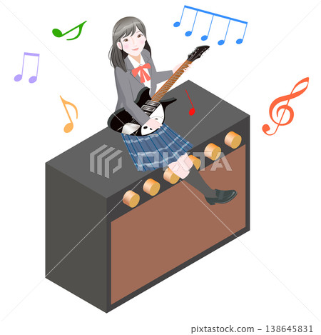 Guitar amp and high school girl 138645831
