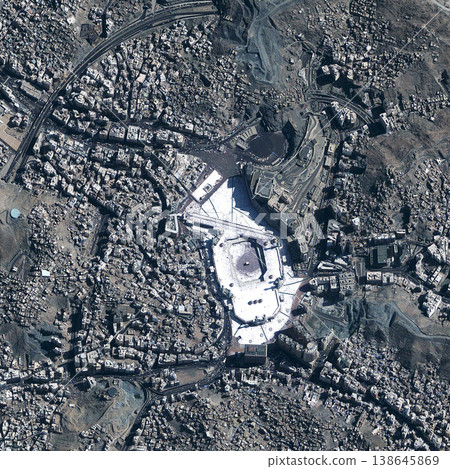 Location, aerial landscape and city map, Earth with satellite image and buildings with infrastructure. Urban, background and top view with topography, environment and geography with road area 138645869