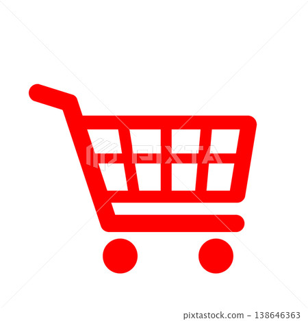 購物車圖示（紅色），代表購物或線上購物。 138646363