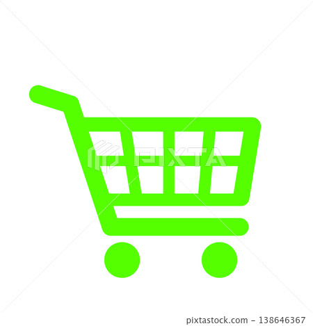 購物車圖示（綠色）代表購物或線上購物。 138646367