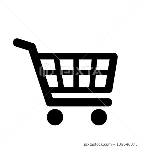 購物車圖示（黑色）代表購物或線上購物。 138646373