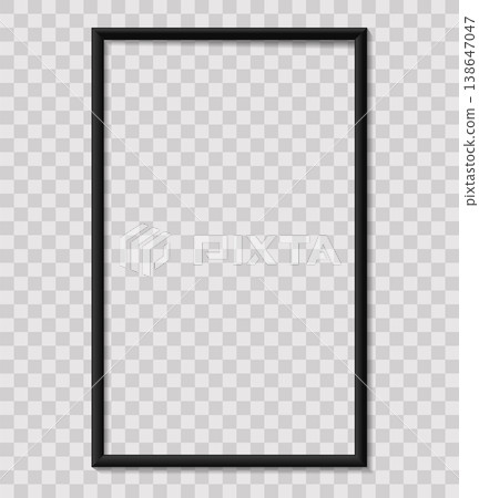 Black minimalist photo frame mockup on transparent background. Vertical thin wooden or metal picture frame. Black minimalist photo frame mockup on transparent background. Vertical thin wooden or metal picture frame. 138647047