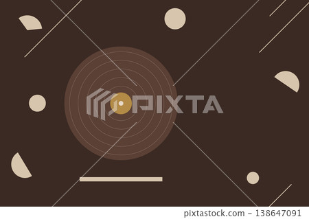 Retro record and geometric pattern jazz-style background material (brown) Retro record and geometric pattern jazz-style background material (brown) 138647091