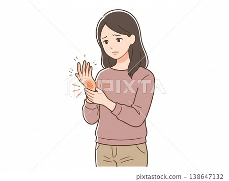 圖說：一名女性抱怨手腕疼痛；醫學影像，代表發炎或腱鞘炎。 138647132