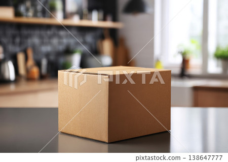 Cardboard boxes in empty office interior, moving concept. . Move to new office. Ai generative 138647777