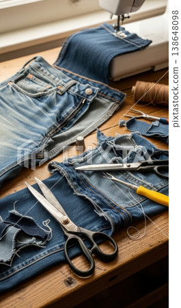 Deconstructing Vintage Denim for Sustainable Fashion Upcycling 138648098