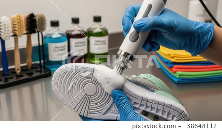 Professional Sneaker Cleaning and Restoration Service Process Professional Sneaker Cleaning and Restoration Service Process 138648112