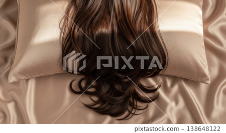 Shiny Healthy Hair on Luxury Mulberry Silk Pillowcase for Hair Care 138648122