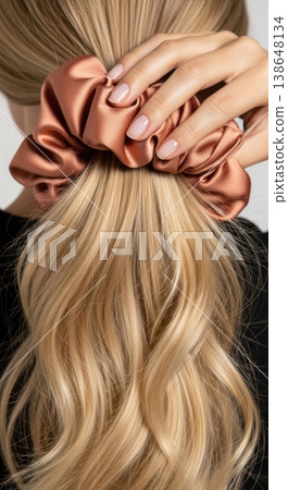 Using Silk Scrunchie for Gentle Hair Tie and Damage Prevention Using Silk Scrunchie for Gentle Hair Tie and Damage Prevention 138648134