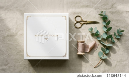 Elegant Box and Tools Flatlay Ready for Unboxing Ritual 138648144