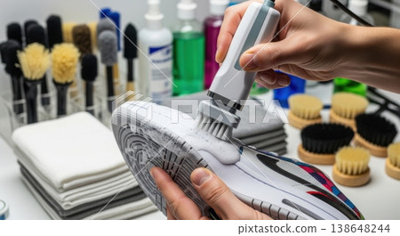 Professional Sneaker Cleaning and Restoration Service Process Professional Sneaker Cleaning and Restoration Service Process 138648244