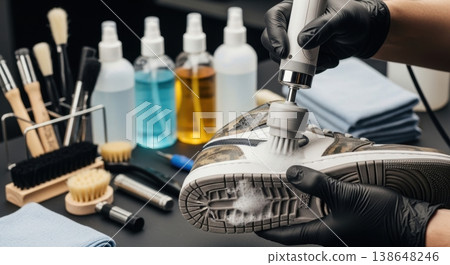 Professional Sneaker Cleaning and Restoration Service Process Professional Sneaker Cleaning and Restoration Service Process 138648246