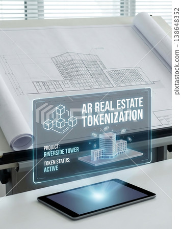 AR Real Estate Tokenization on Architect Blueprint AR Real Estate Tokenization on Architect Blueprint 138648352
