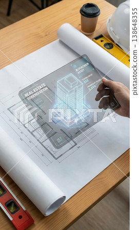 AR Real Estate Tokenization on Architect Blueprint 138648355