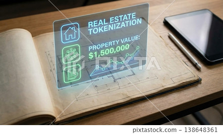 AR Real Estate Tokenization on Architect Blueprint 138648361