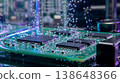 Abstract View of Computer Chips Submerged in Boiling Liquid 138648366