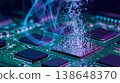 Abstract View of Computer Chips Submerged in Boiling Liquid 138648370