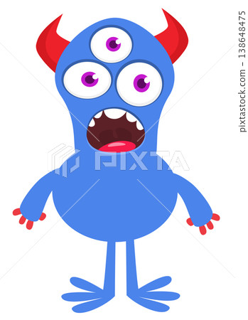 Cartoon funny monster character design with funny face expression. Halloween vector illustration Cartoon funny monster character design with funny face expression. Halloween vector illustration 138648475