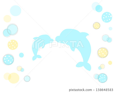波點邊框,圖案為母海豚和小海豚。 波點邊框,圖案為母海豚和小海豚。 138648583