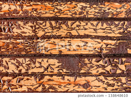 Old peeling brown paint with abstract natural wooden surface texture, background Old peeling brown paint with abstract natural wooden surface texture, background 138648610