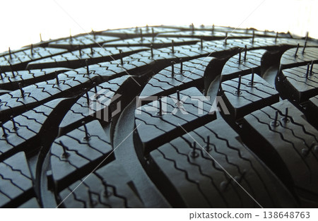 Tread pattern blocks and grooves of new tire macro shot Tread pattern blocks and grooves of new tire macro shot 138648763