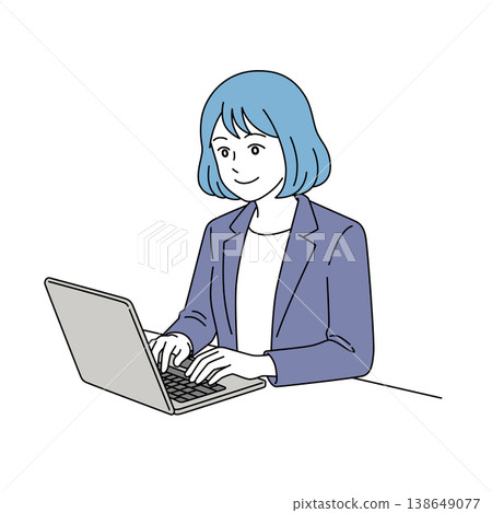 Vector illustration of a female business person working on a laptop. 138649077