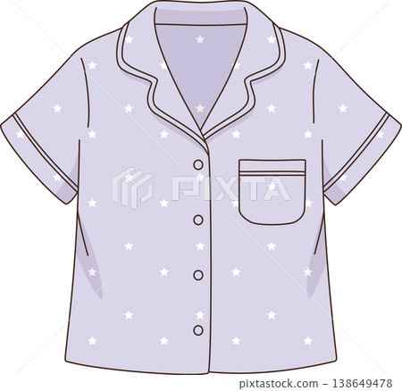 Cute Pastel Purple Pajamas with Star Pattern Illustration, Short Sleeve Sleepwear Shirt for Women Comfort and Lounge, Isolated Flat Graphic Cute Pastel Purple Pajamas with Star Pattern Illustration, Short Sleeve Sleepwear Shirt for Women Comfort and Lounge, Isolated Flat Graphic 138649478