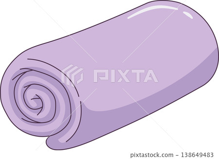 Cozy Rolled Pastel Purple Towel Illustration, Soft Lavender Cotton Towel for Spa and Bathroom Wellness, Minimalist Flat Graphic Isolated Cozy Rolled Pastel Purple Towel Illustration, Soft Lavender Cotton Towel for Spa and Bathroom Wellness, Minimalist Flat Graphic Isolated 138649483