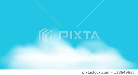 Vector Blue sky with large fluffy white clouds and film grain texture. Abstract nature sky background with cinematic noise effect. Retro analog photography aesthetic for creative design and backdrop. 138649685