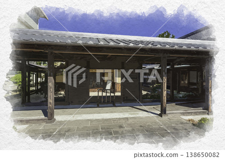Watercolor-style painting of the Inaba family's lower residence and the former Hirai family residence in Usuki, Oita Prefecture. Watercolor-style painting of the Inaba family's lower residence and the former Hirai family residence in Usuki, Oita Prefecture. 138650082