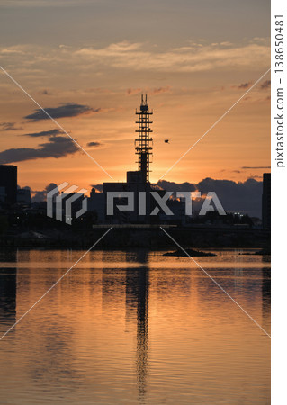 Sunset reflected in the river Sunset reflected in the river 138650481
