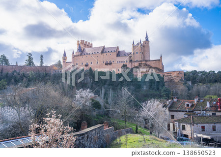 Dreamy Alcazar of Segovia Castle in Spain on a Cloudy Spring Day 138650523