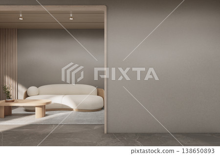 Mock up Sofa and decoration japanese on Modern room gray color tone interior modern japandi style.3D rendering Mock up Sofa and decoration japanese on Modern room gray color tone interior modern japandi style.3D rendering 138650893