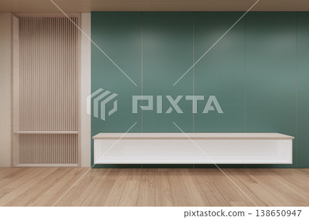 Mint color room Mock up interior room and wood white color wall background 3D illustration rendering 138650947