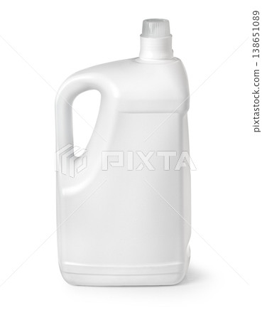 White blank plastic detergent bottle with handle 138651089