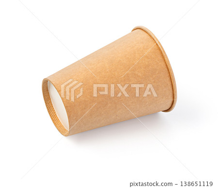 Brown paper takeaway cup on white background 138651119
