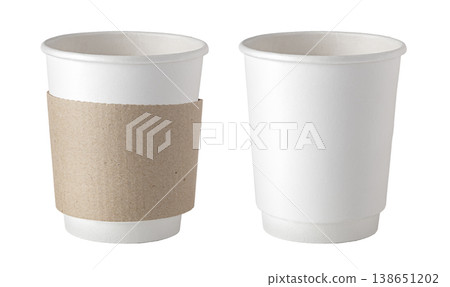 Blank paper coffee cups with sleeve for mockups Blank paper coffee cups with sleeve for mockups 138651202