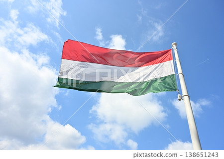 Hungarian Flag Waving Sky 138651243