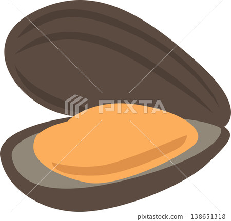 Open clam shell with pearl illustration 138651318