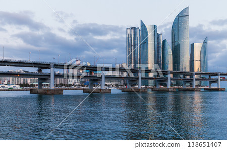 Cityscape of of Busan city, South Korea. Skyscrapers and overpass roads Cityscape of of Busan city, South Korea. Skyscrapers and overpass roads 138651407